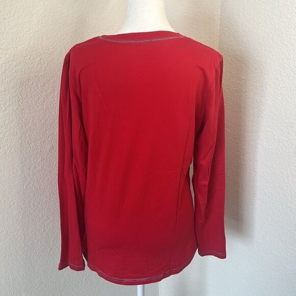 Secret Treasures Merry & Bright Holiday V-Neck Pajama Top ~ Size M (8-10) - Picture 4 of 5